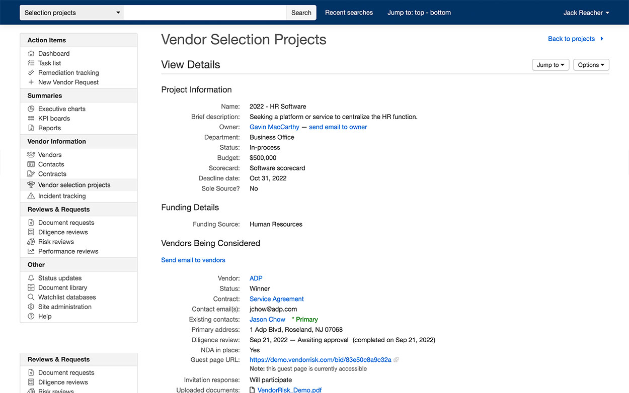 Vendor Selection Projects